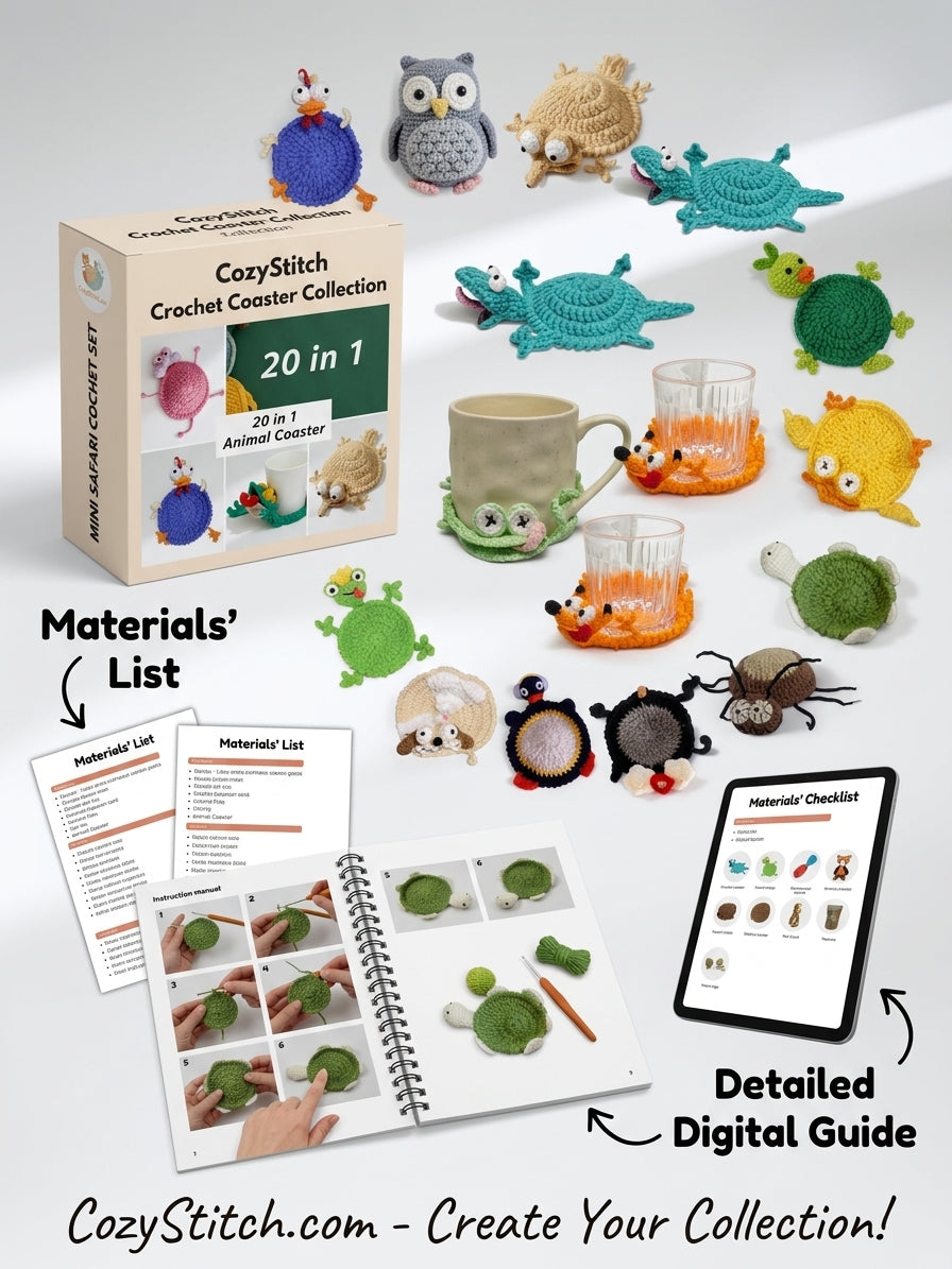 20-in-1 Animal Coaster Crochet Pattern Bundle